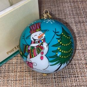 2016 PIER 1 IMPORTS LI BIEN MERRY & BRIGHT SNOWMAN CHRISTMAS ORNAMENT